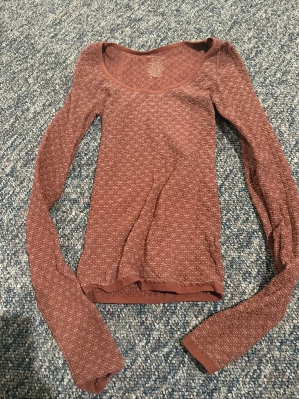 Free People Rust Scoop Neck Long Sleeve Knit Top